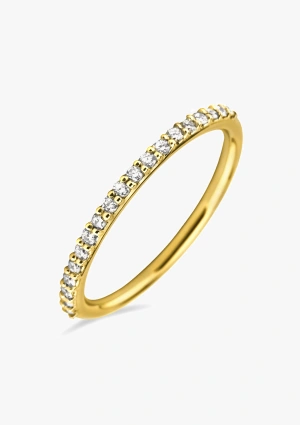 Anillo media alianza PEPA en oro de 18K con diamantes talla brillante