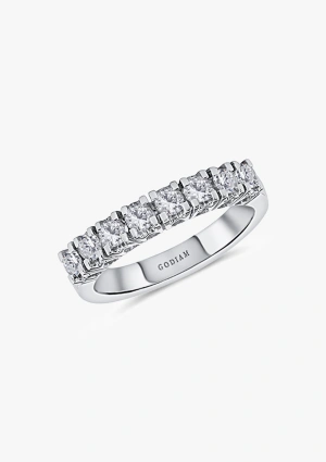 Anillo media alianza ESTORIL en oro blanco 18K y diamantes talla brillante