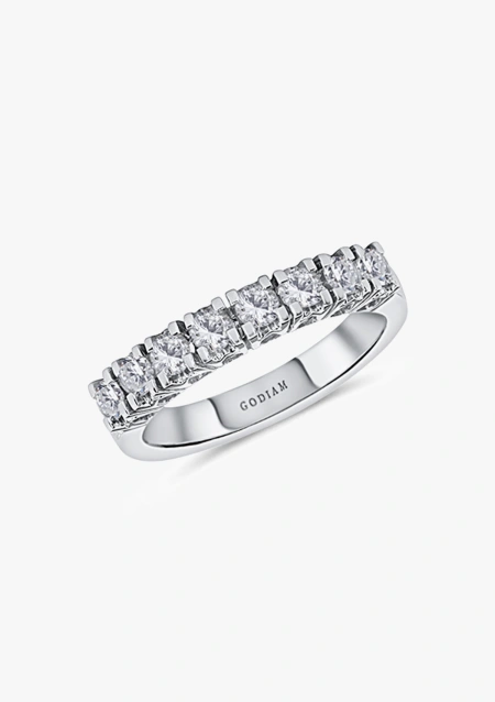 Anillo media alianza ESTORIL en oro blanco 18K y diamantes talla brillante