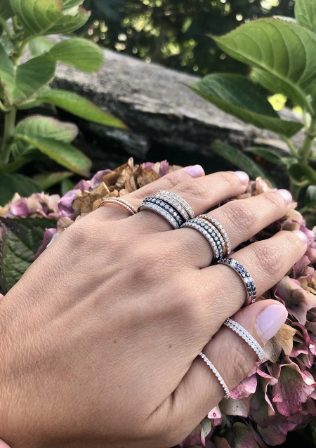 BIG PEPA 18K gold diamonds half eternity band ring.
