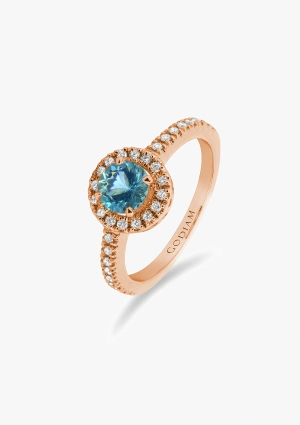 AMALFI 18K rose gold with brilliant cut diamonds and aquamarine