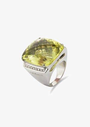 KATERINA 18K white gold with brilliant cut diamonds and briolette lemon quartz