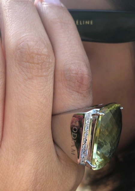 Anillo maxi KATERINA en oro blanco de 18K con diamantes y cuarzo limón|Anillos con Otras Gemas Naturales|Godiam Alta Joyería