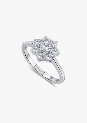 ANDREA 18K white gold diamonds rosette ring