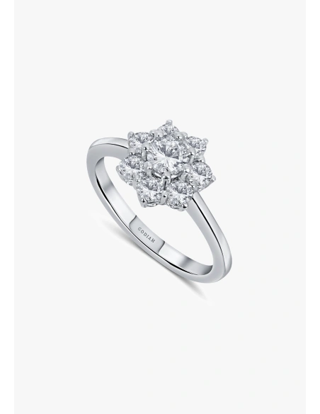 ANDREA 18K white gold diamonds rosette ring