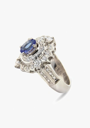 Anillo Orla ROSA en oro blanco 18K con diamantes talla brillante y tanzanita 2