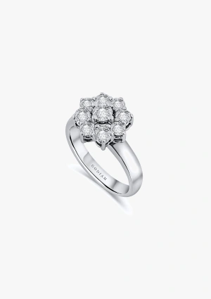 IRIA 18K white gold with brilliant cut diamonds rosette ring
