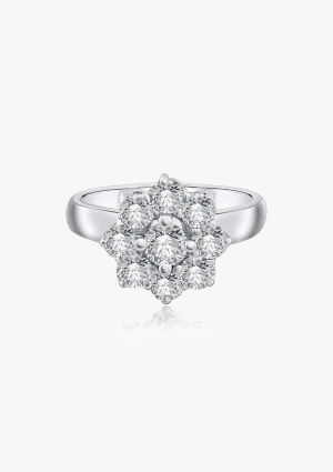 IRIA 18K white gold with brilliant cut diamonds rosette ring 2