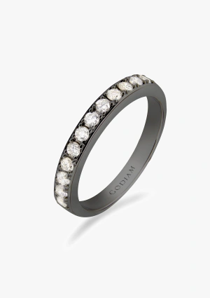 NEW YORK 18K yellow gold with brilliant cut diamonds half eternity wedding band ring 2