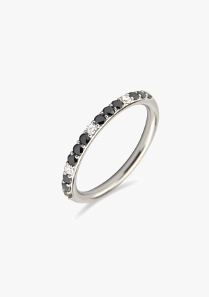 B&W BIG PEPA 18K gold with black and white brilliant cut diamonds half eternity band 2