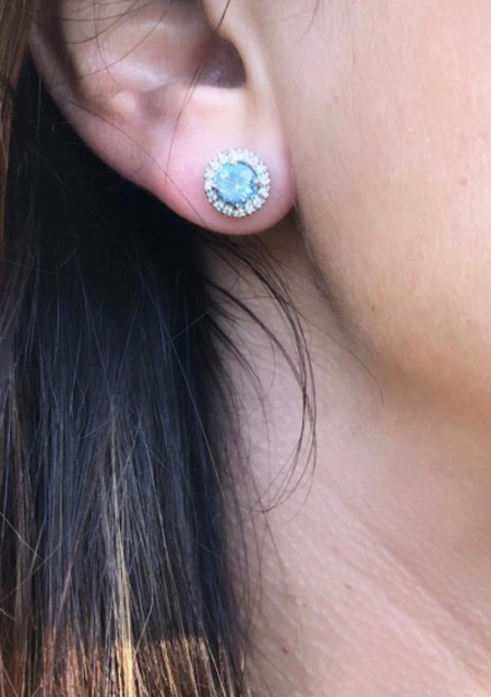 AMALFI 18K white gold diamonds and aquamarines earrings.