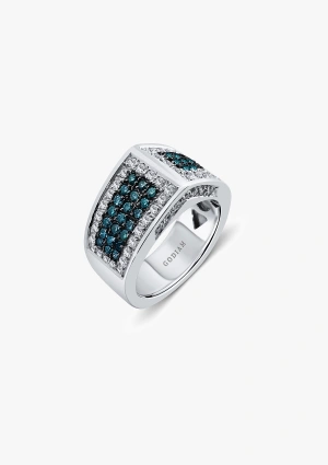 KEOPS 18K white gold with interspersed blue and white brilliant cut pave diamonds ring