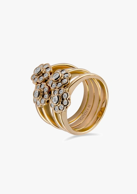 Anillo maxi NEREIDA en oro rosa de 18K y diamantes|Anillos de Diamantes|Godiam Alta Joyería