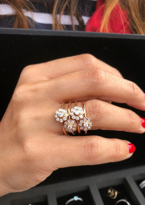 Anillo maxi NEREIDA en oro rosa de 18K y diamantes|Anillos de Diamantes|Godiam Alta Joyería