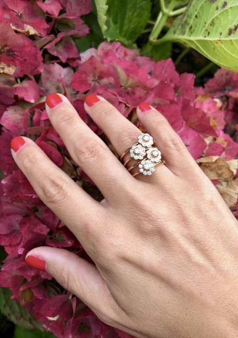 Anillo maxi NEREIDA en oro rosa de 18K y diamantes|Anillos de Diamantes|Godiam Alta Joyería