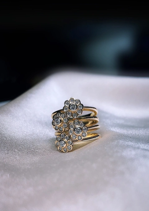 Anillo maxi NEREIDA en oro rosa de 18K y diamantes|Anillos de Diamantes|Godiam Alta Joyería