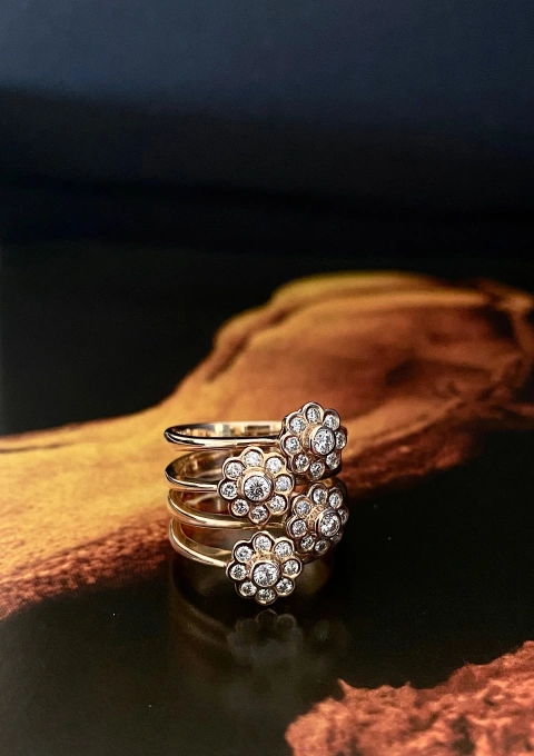 Anillo maxi NEREIDA en oro rosa de 18K y diamantes|Anillos de Diamantes|Godiam Alta Joyería