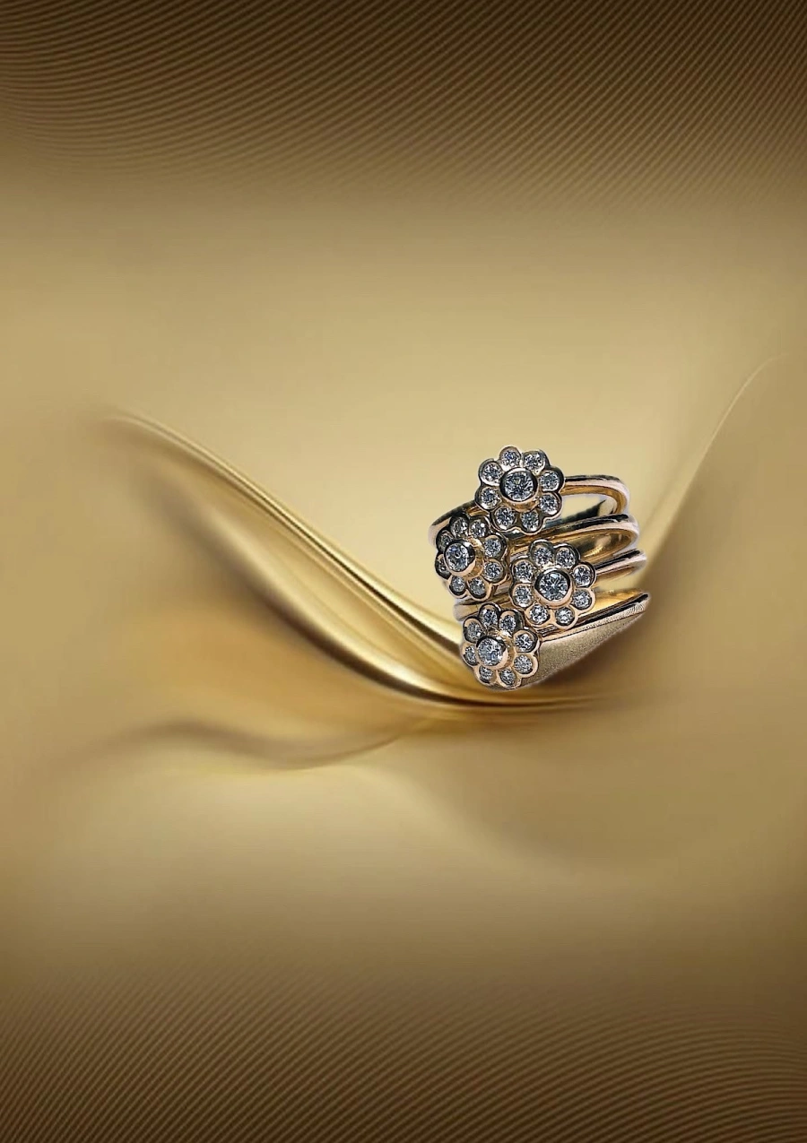 Anillo maxi NEREIDA en oro rosa de 18K y diamantes|Anillos de Diamantes|Godiam Alta Joyería