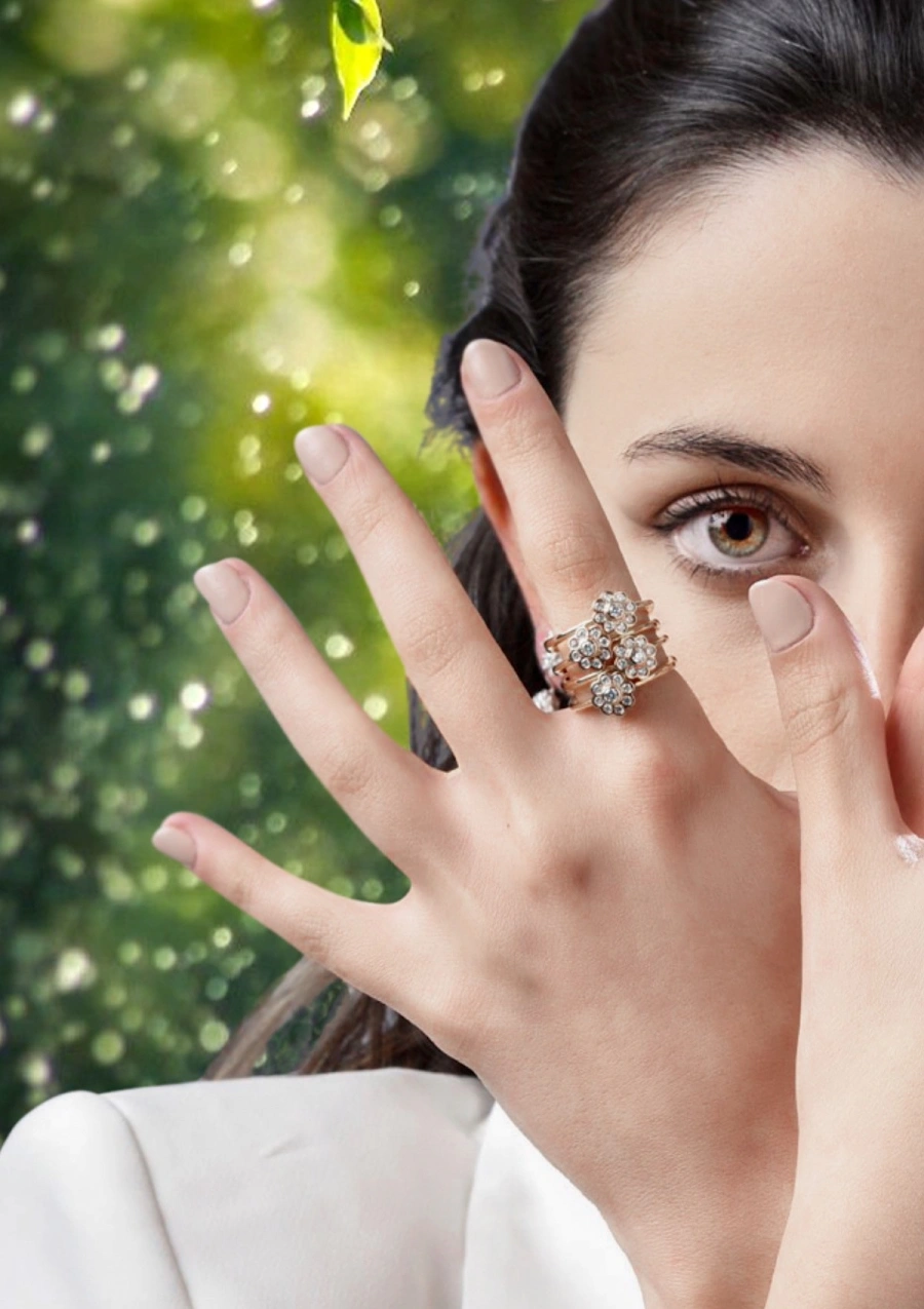 Anillo maxi NEREIDA en oro rosa de 18K y diamantes|Anillos de Diamantes|Godiam Alta Joyería