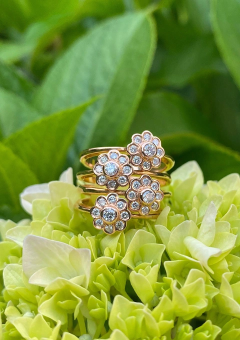 Anillo maxi NEREIDA en oro rosa de 18K y diamantes|Anillos de Diamantes|Godiam Alta Joyería