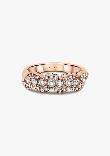 ONDIÑAS 18K rose gold diamonds art deco weddind band ring.