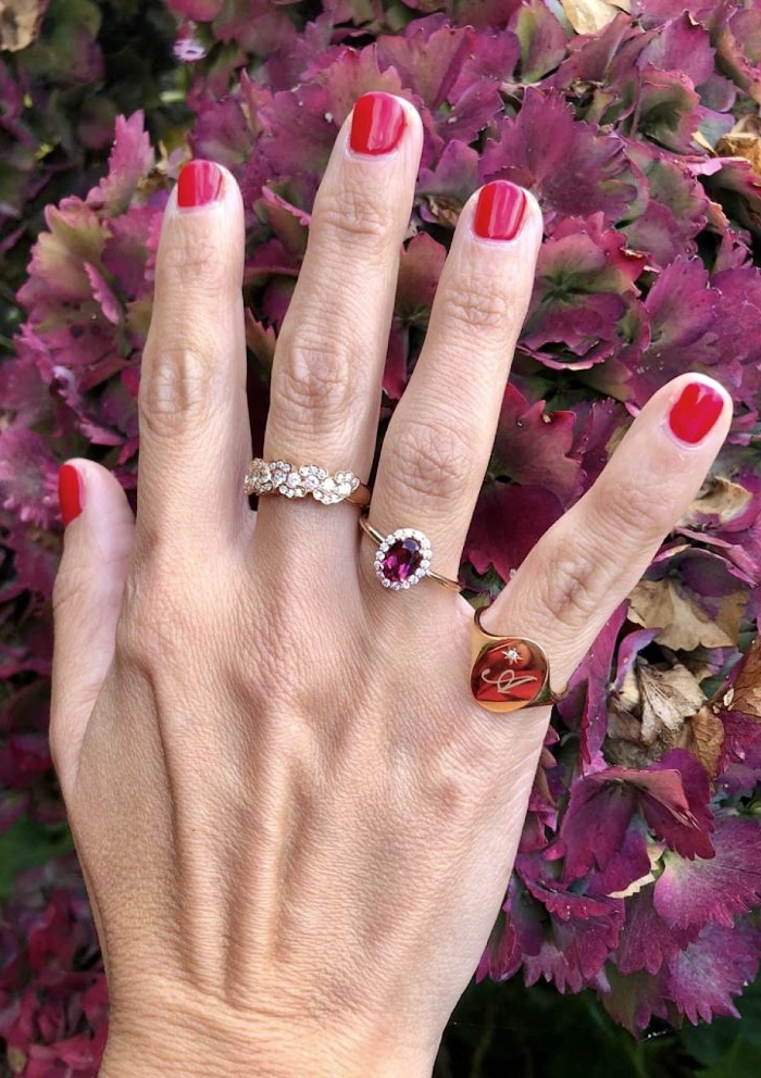 Anillo ONDIÑAS en oro rosa de 18 quilates y diamantes talla brillante
