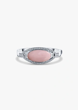 Pulsera DONOSTIA en oro blanco de 18K con diamantes y ópalo rosa 2
