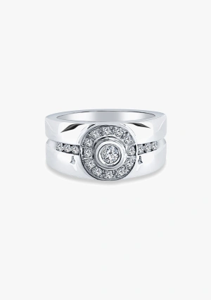 Anillo CORINTHIA en oro blanco 18K con diamantes talla brillante