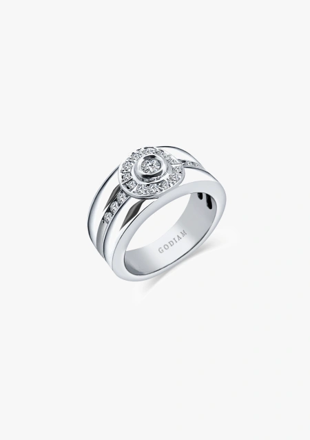 Anillo CORINTHIA en oro blanco de 18 quilates con diamantes
