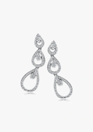 SUSANA 18K white gold with brilliant cut diamonds long earrings