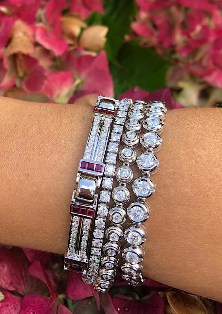 Pulseira riviêre ST. MORITZ em ouro branco de 18K com diamantes