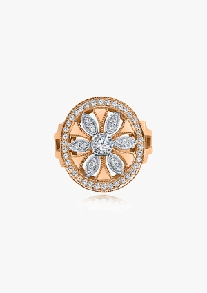 Bague vintage DUOMO en or rose et blanc 18K diamants.