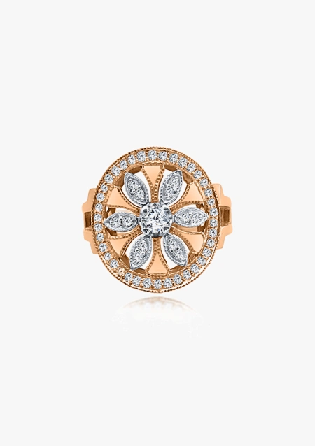 DUOMO 18K white and rose gold with brilliant cut diamonds vintage ring