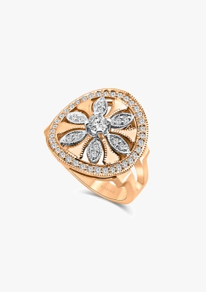 Bague vintage DUOMO en or rose et blanc 18K diamants. 2