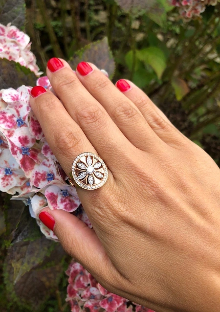 DUOMO Vintage 18K rose and white gold with brilliant cut diamonds ring