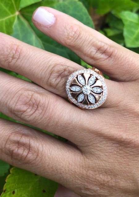 DUOMO Vintage 18K rose and white gold with brilliant cut diamonds ring