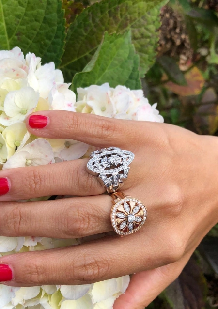 DUOMO Vintage 18K rose and white gold with brilliant cut diamonds ring