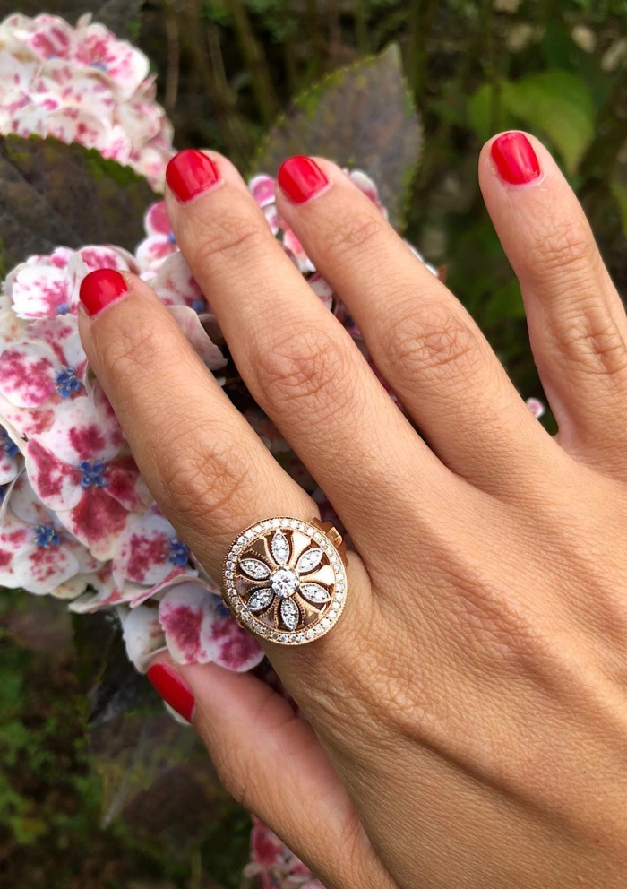 DUOMO Vintage 18K rose and white gold with brilliant cut diamonds ring