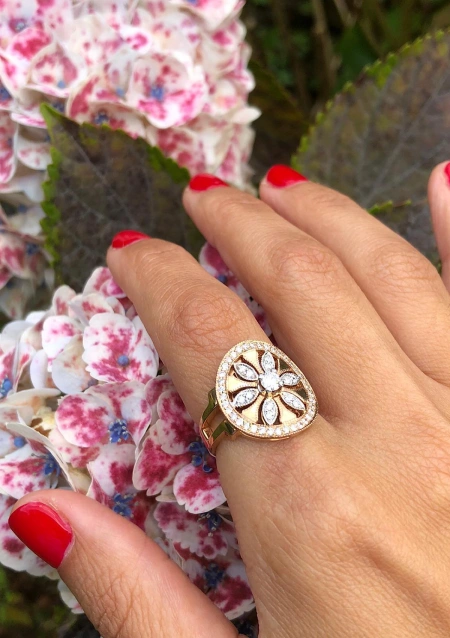 DUOMO Vintage 18K rose and white gold with brilliant cut diamonds ring