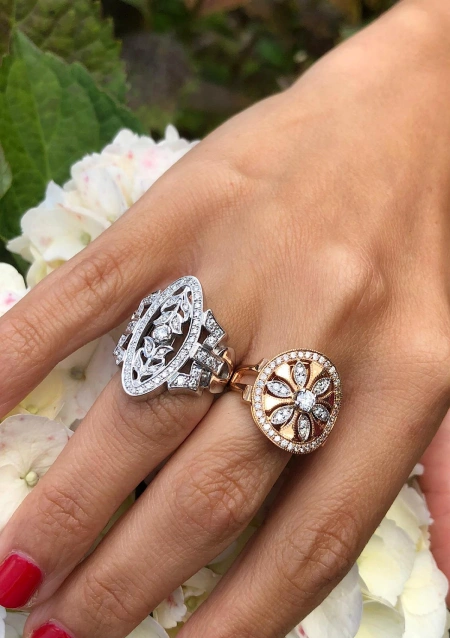 DUOMO Vintage 18K rose and white gold with brilliant cut diamonds ring