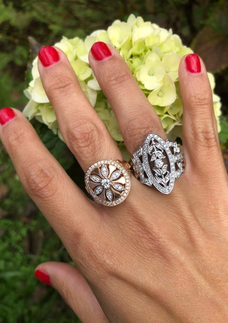 DUOMO Vintage 18K rose and white gold with brilliant cut diamonds ring