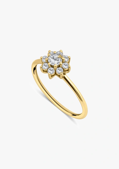 Anillo SANDRA MINI en oro de 18K con roseta de diamantes talla brillante