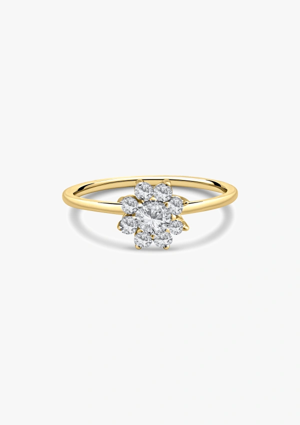 SANDRA MINI 18K gold with brilliant cut diamonds classy rosette ring 2