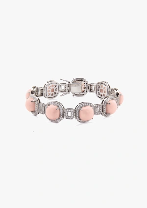 Bracelet JUMEIRAH en or blanc 18 carats avec diamants taille brillant et coraux roses Angel Skin