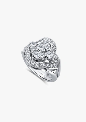 BARCELONA 18K white gold with brilliant cut diamonds vintage rosette ring