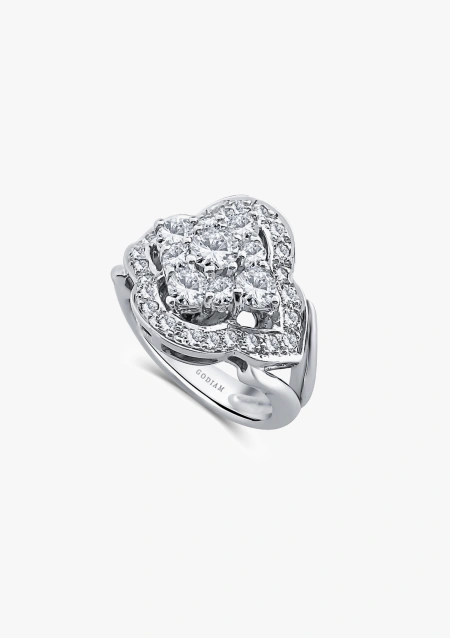 Anillo Vintage BARCELONA en oro blanco de 18 quilates con diamantes