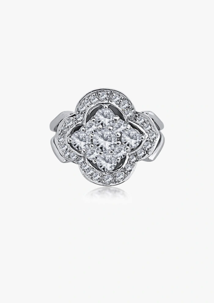 Anillo Vintage BARCELONA en oro blanco de 18 quilates con diamantes