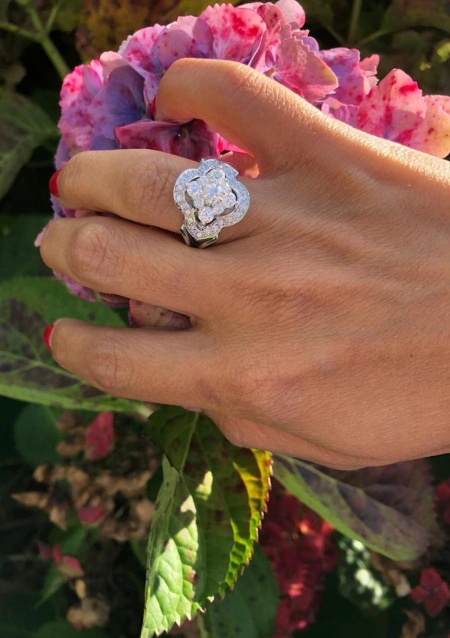 Anillo Vintage BARCELONA en oro blanco de 18 quilates con diamantes