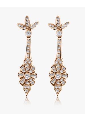 SPEARS 18K gold with brilliant cut diamonds pave setting vintage long earrings