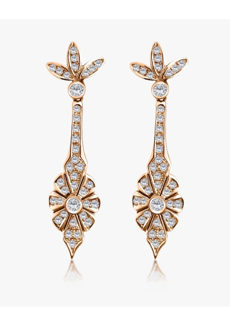 Boucles d'oreilles vintage SPEARS en or 18K et diamants taille brillant